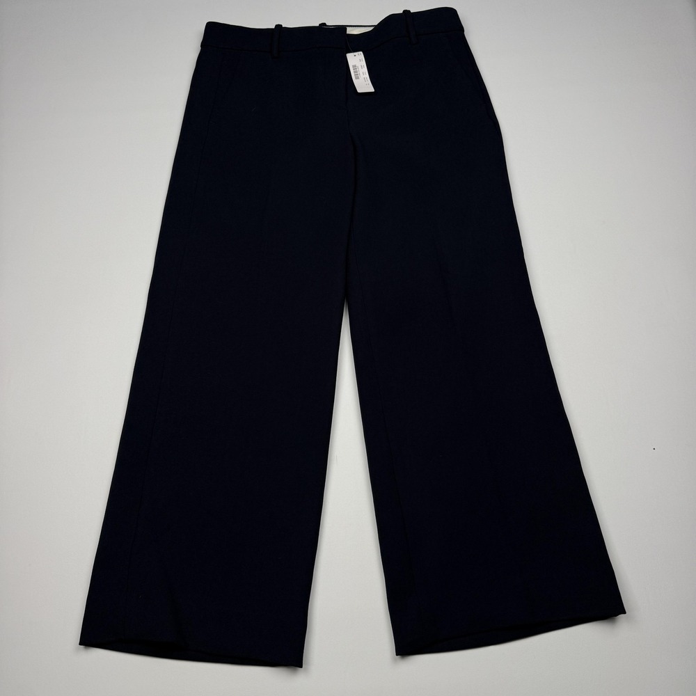 J Crew Peyton Pants Womens 10 Navy Blue Wide Leg Crepe Dress Trousers J5634